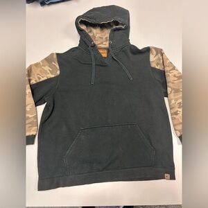 Venado Hoodie Mens Large Camo Sleeves Pullover Fleece Sweatshirt Black